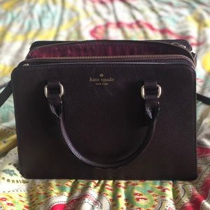 Leather Kate Spade Bag in plum/eggplant